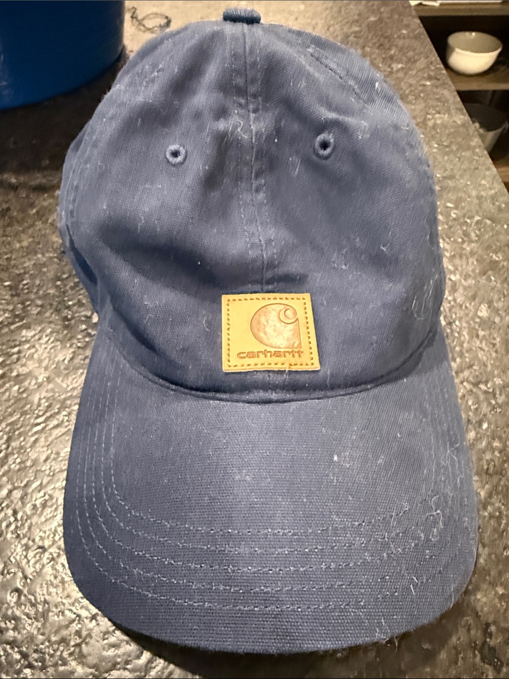 Carhartt Navy Canvas Leather Patch Cap